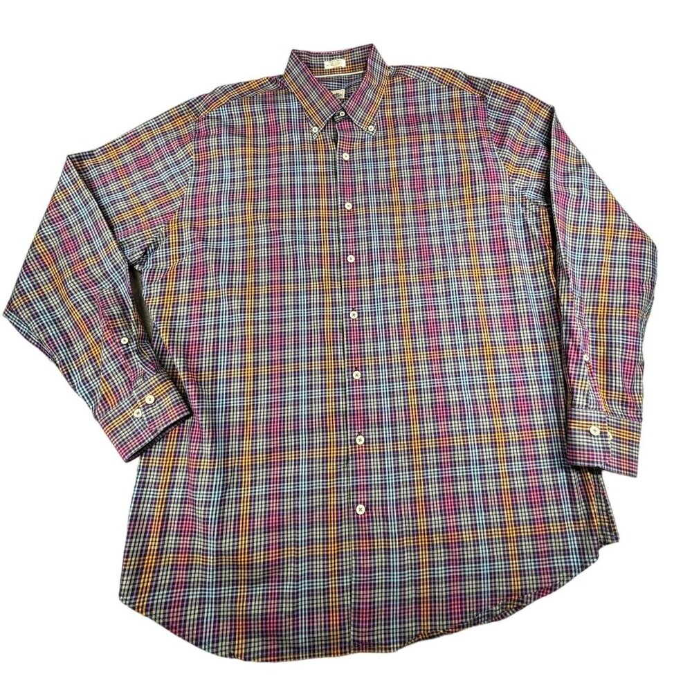 Peter Millar Shirt Men's XL Multicolor Plaid Button-Down Long Sleeve Pocket Golf